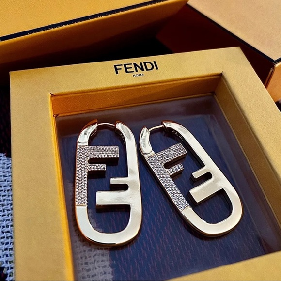 Authentic Fendi Large O’Lock Crystal Earrings - Picture 10 of 13